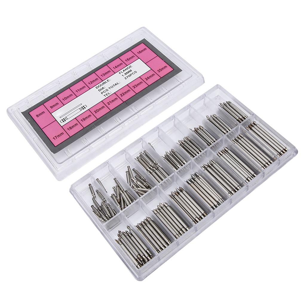 270pcs  Box 1.8mm Professional Watch Band Spring Bars Strap Link Pins Repair Accessory