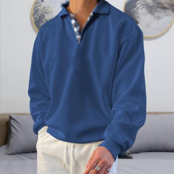 Popular Autumn Long-sleeved V-neck Men's Lapel Loose Sweater Men's Clothing