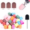 Candy Color Nail Art Sand Cap Nail Polishing Head Sand Ring Electric Nail Drill Machine Accessory Cuticle Dead Skin Removal Manicure Tool with Rubber