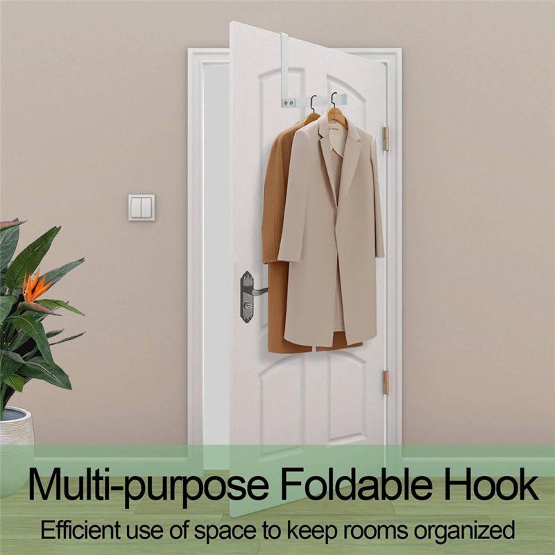 M-Modern-2 Pack Over The Door Hooks Hanger, Sturdy Foldable Over Door Drying Rack For Clothes, Coats, And Towels