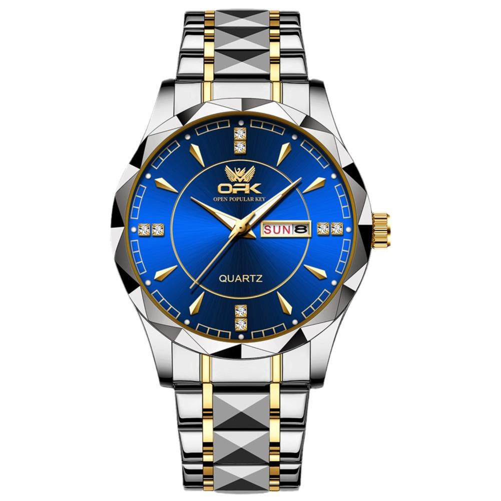 Stainless Steel Business Double Calendar Waterproof Men's Watch Men's Watch Local Tyrant Gold Watch
