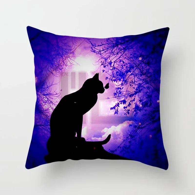 Halloween Theme Pillow Cover Car Office Living Room Sofa Halloween Pumpkin Lantern Decoration Pillow Cover