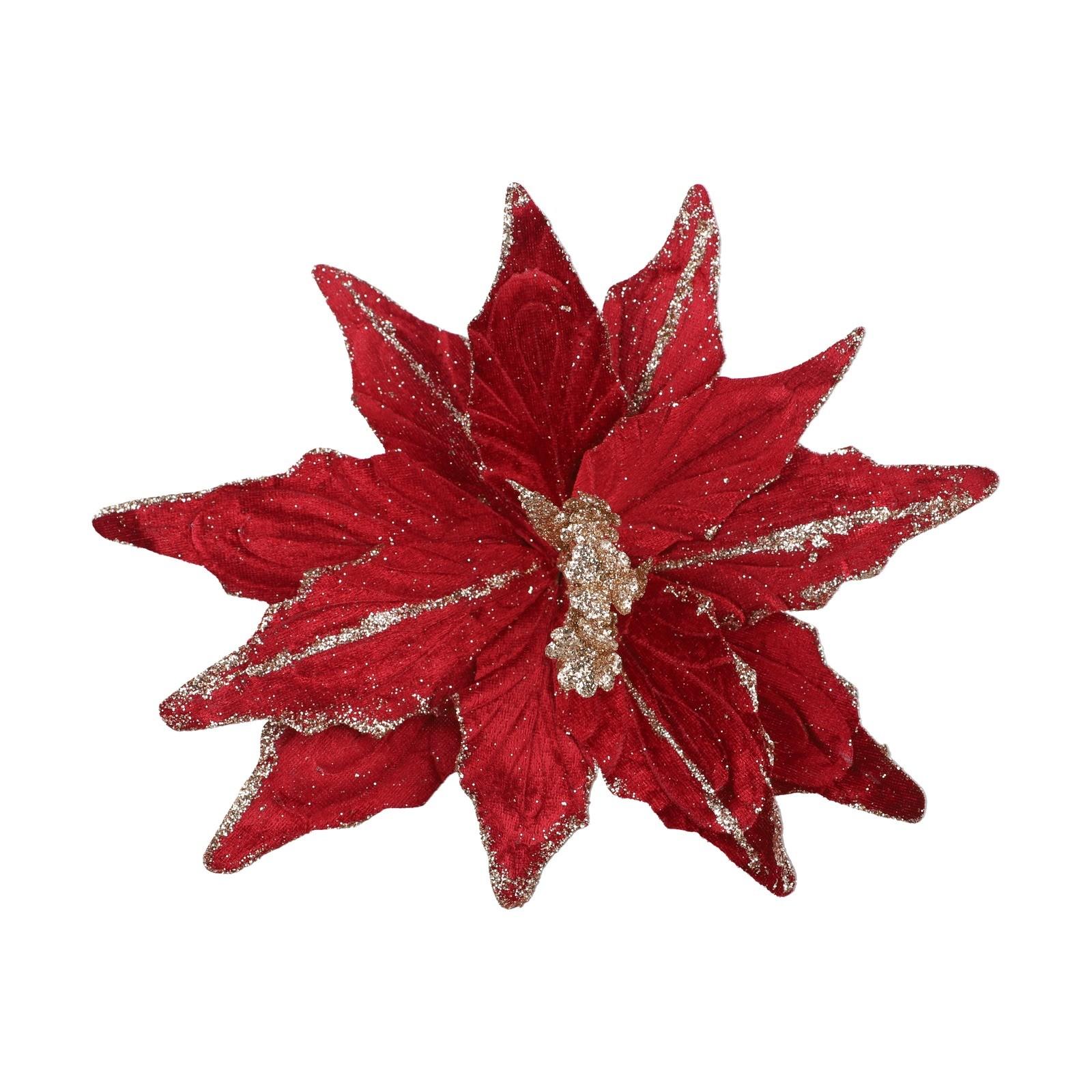 

Christmas Poinsettia Flower Glitter Flower Ornament Bling Flowers вино красного