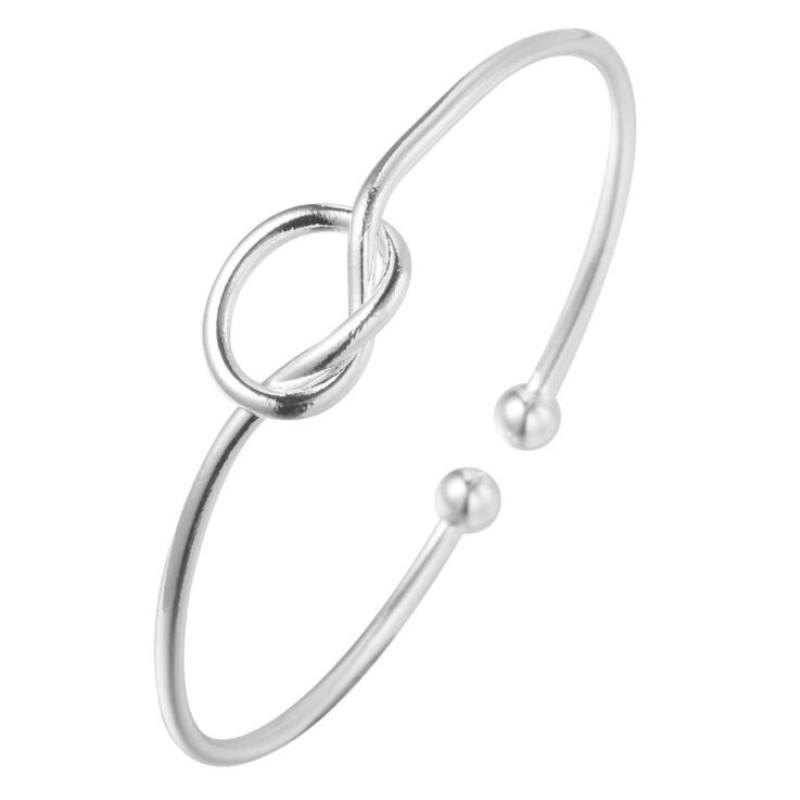 New Fashion Jewelry Not Allergic 925 Sterling Silver Blangles Simple Love Knot Slender Personality Opening Bracelets SL041
