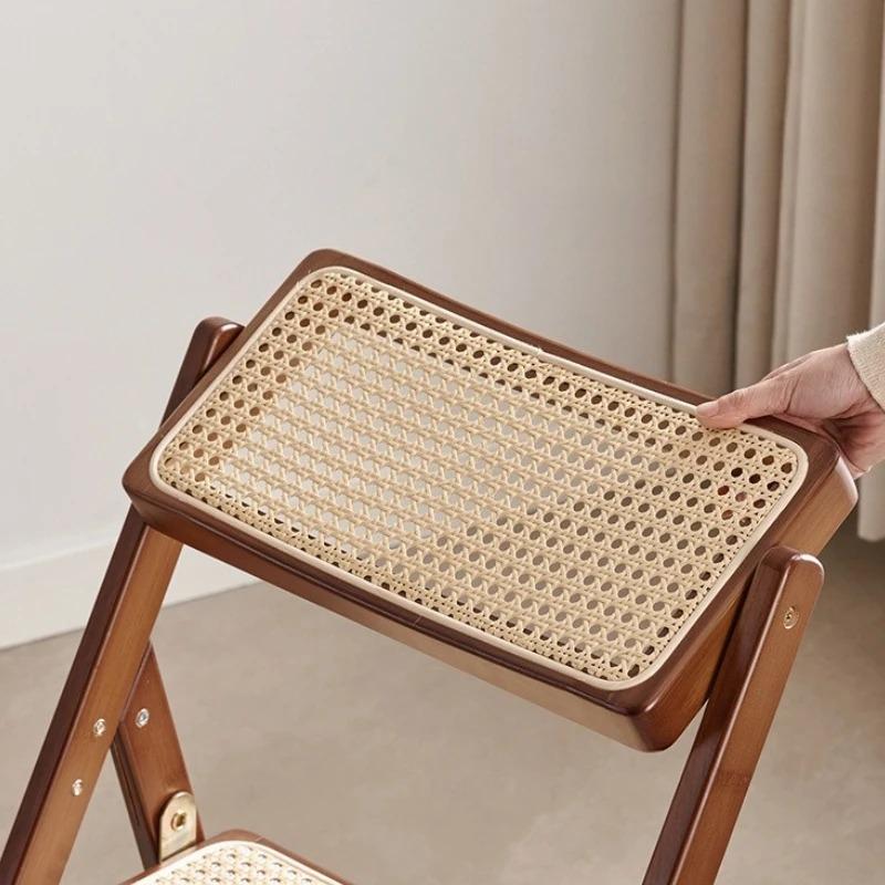 Foldable Dining Chair Bamboo Portable Modern Comfortable Dining Chairs Minimalist Relaxing Rattan Chair Home Interior Furniture