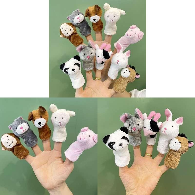 Cute Bunny Plush Finger Puppet Toy Set For Kids Soft Short Plush Fill White 9cm