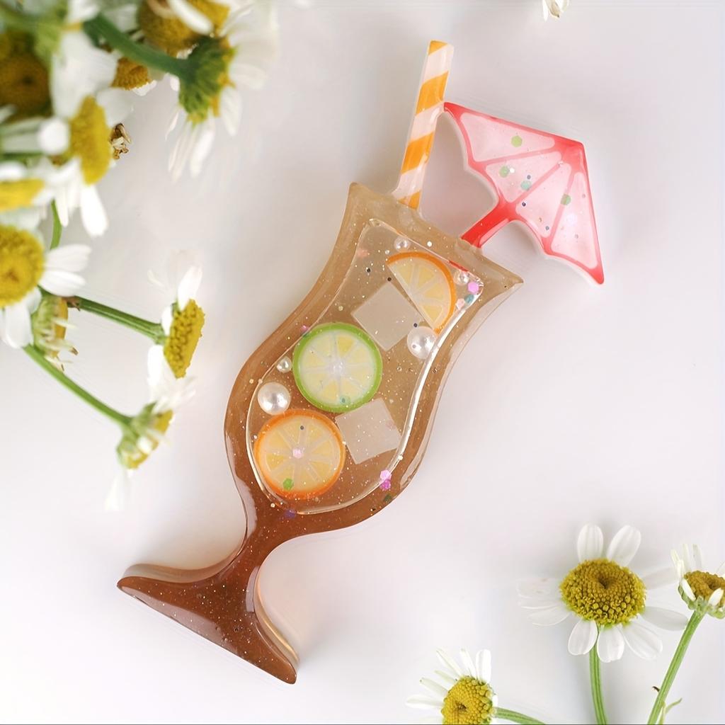 WTEMPO Tropical Summer Cocktail Resin Molds – Drink Cup, Lemon Slice, Umbrella Silicone Mold for DIY Keychain, Bag Charm & Summer Craft Projects