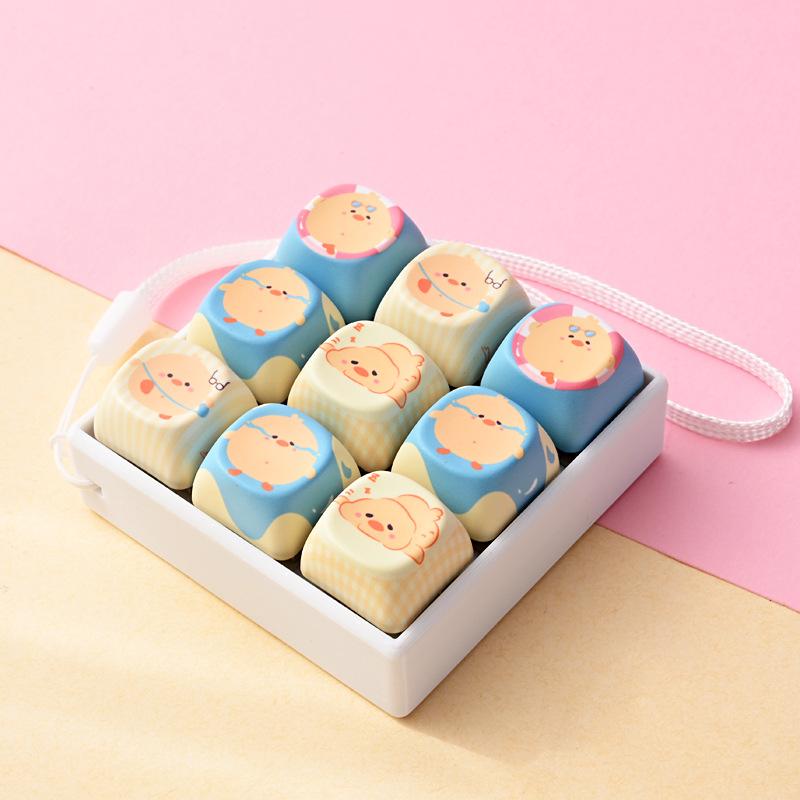 Creative Cartoon Soccer Pattern 9-Key Keyboard Button Clicker Stress Relief Toy Key Chain Pendant Bag Decoration