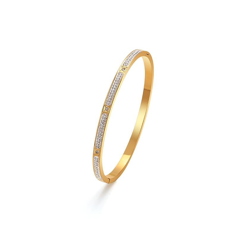 Stainless Steel Bracelet, Gold-plated Rhinestone Pendant, Wedding Party, Engagement Anniversary Gift