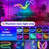 Colorful Running Lantern Strip USB RGBIC Neon LED Strip Light Bluetooth APP Control Music Sync Silicone Neon Lamp Tape for Room