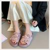 Summer new 2025 thick bottom heightening versatile beach sandals original retro open-toed beach non-slip one-word slippers