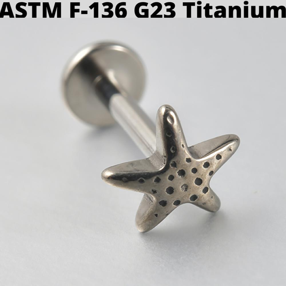 Cz Four Pointed Star G23 Solid Titanium Cartilage Earrings Stud 16G Internally Threaded Sun Helix Ear Tragus Piercing Jewelry 1.2x8mm