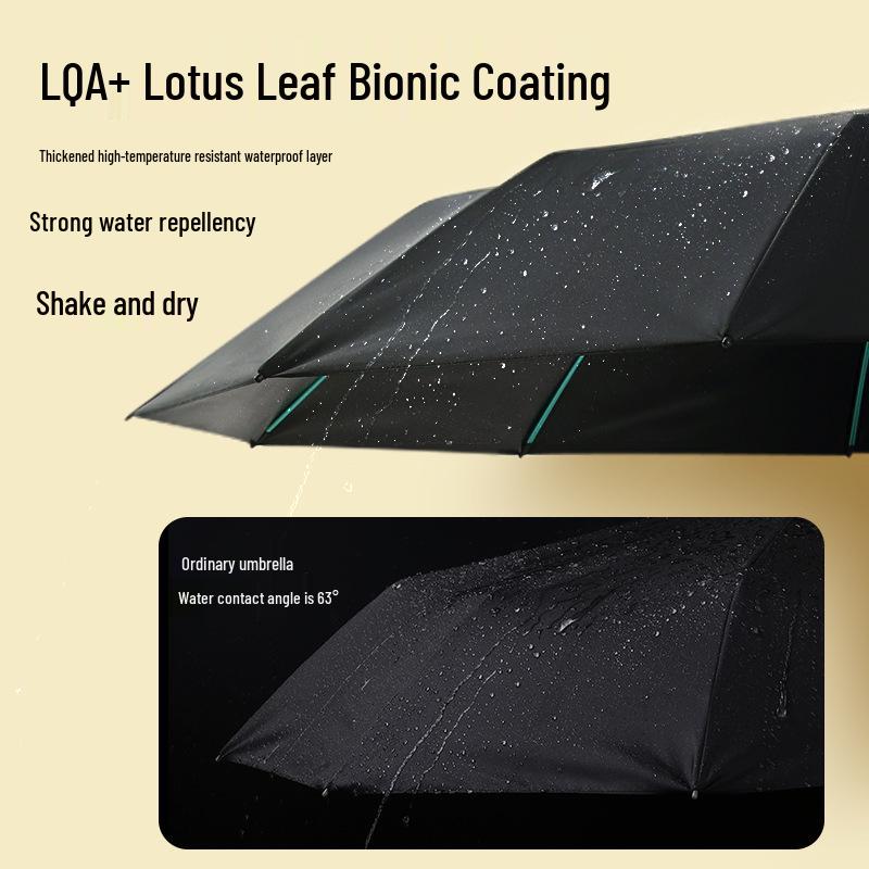 Baodini Windproof Folding Umbrella: 60-Rib, Black Glue Coating, Sun & Rain Protection, Portable & Durable