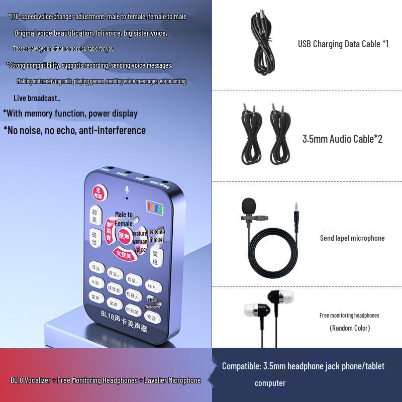 

Portable Real-time Man-to-Woman Voice Changer for Phone Calls, Compatible with Android & iOS