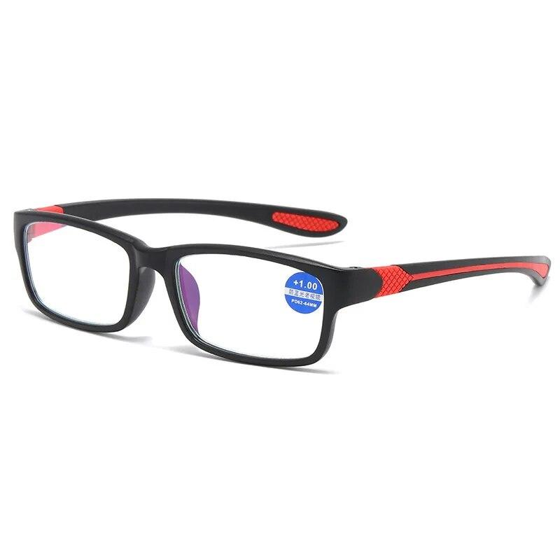 Reading Glasses Men Women Sports Anti-blue Light Reading Eyewear Black Red Frame Presbyopia Eyeglasses 0 to 400 Glasses