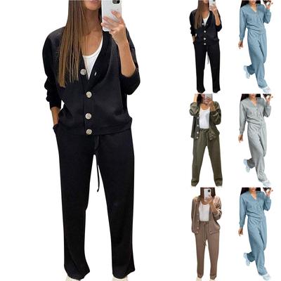 2-teiliges Damen-Outfit, lässige Jacke und Hose mit weitem Bein, Anzug-Sets für den Herbst, lässige Anzug-Sets