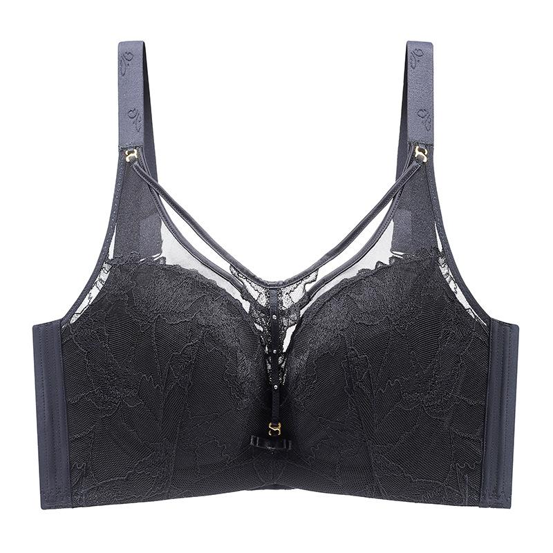 European and American Breathable Plus Size Bra Sexy Mesh Soft Steel Ring Exquisite Lace U-shaped Beautiful Back Plus Size Underwear