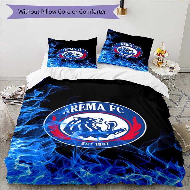 Arema Football Club Printed Pattern Duvet Cover Set – Includes 1 Duvet Cover and 2 Matching Pillowcases Bedroom Decor Christmas Gifts