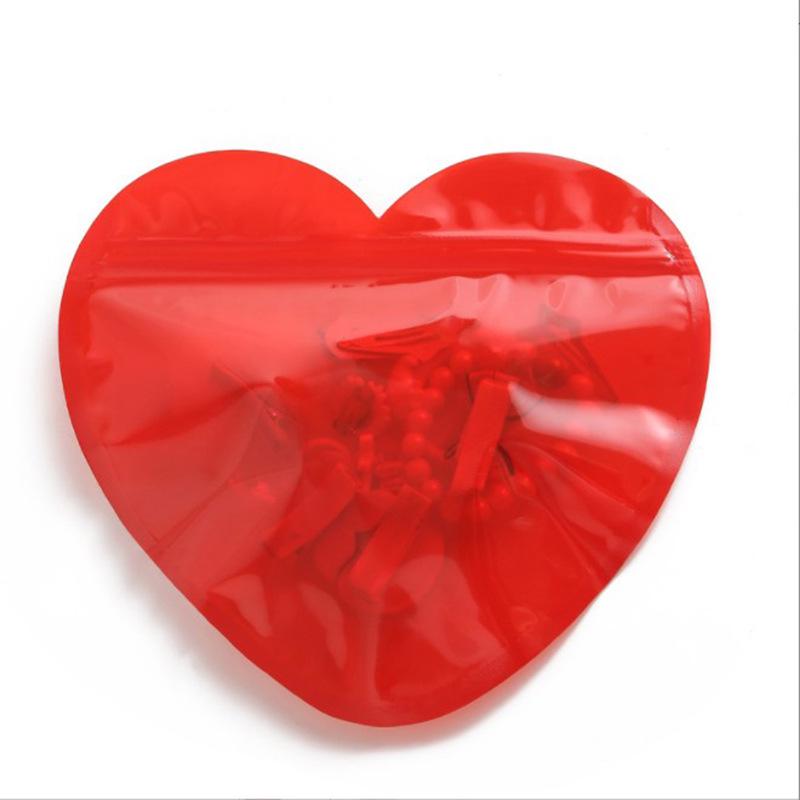 Heart-Shaped Self-Sealing Jewelry Gift Bag: Valentine's Day Pouch for Candy or Small Gifts