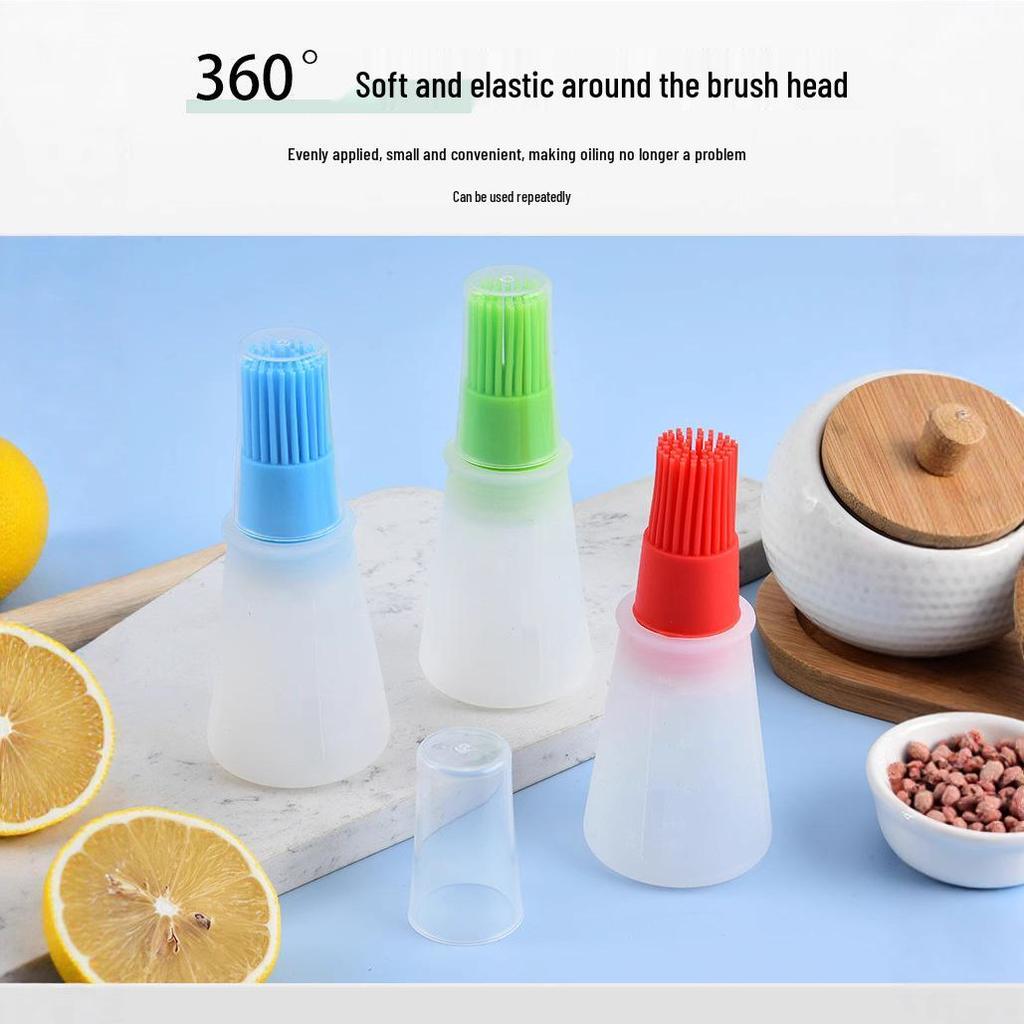 Silicone Oil Brush Bottle with Lid and Scale for High-Temperature BBQ and Outdoor Cooking