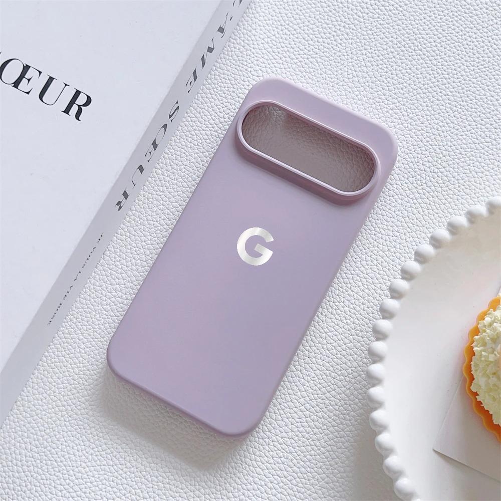 Flytende silikon ensfarget mykt telefondeksel for Google Pixel 10 9 Pro XL 9 8 7 6 A Trådløs lader Støtsikker Beskytt Bakdeksel
