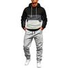 Men's Color Block Hoodie and Jogger Pants Set - Casual Winter Tracksuit