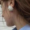 Elegant Gold Pearl Earrings Gentle White Alloy Cross Stud Earrings Hollow Out Ear Accessory Holiday Gift