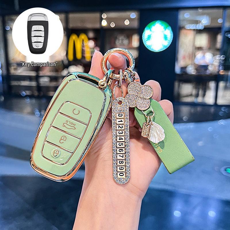 Premium Key Cover for Hongqi H5, HS5, H6, HS3, H9, HS6, EQM5, HS7 - Elegant Car Shell Buckle