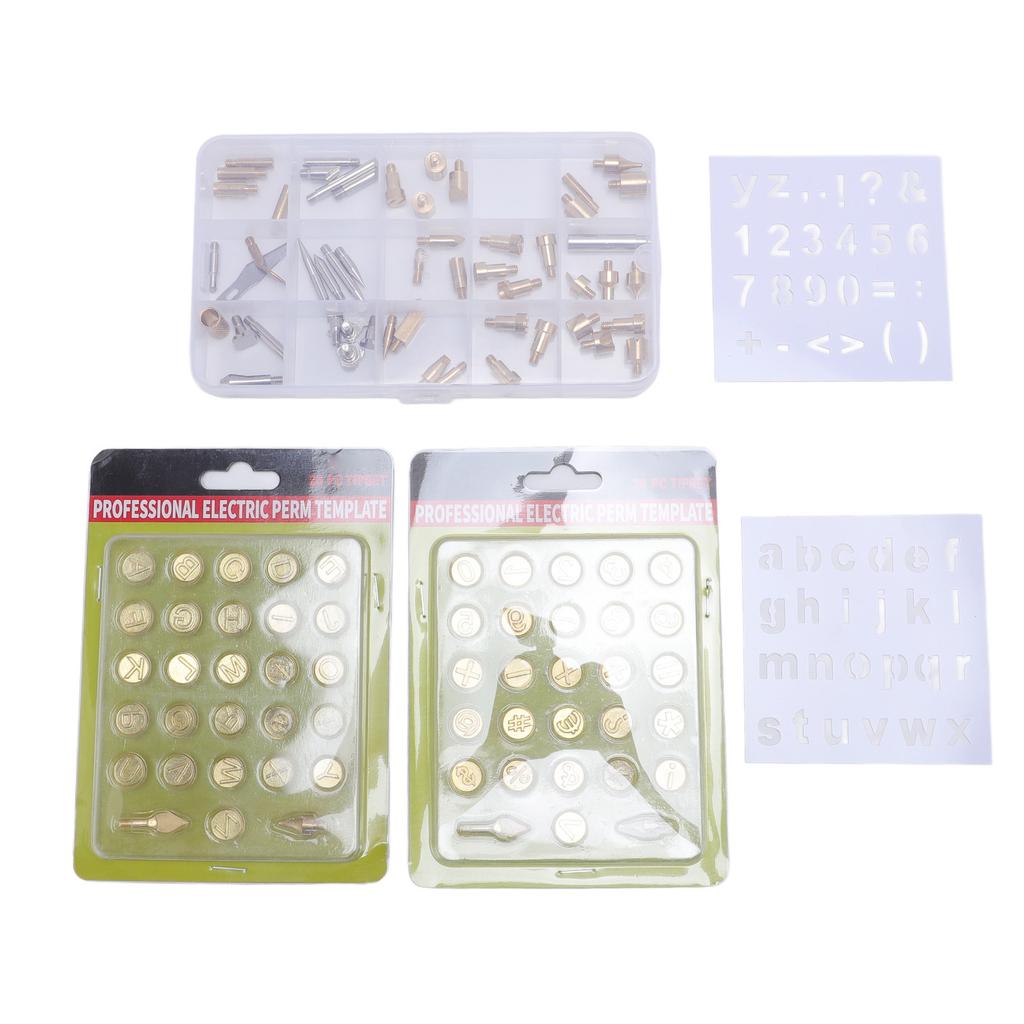 110PCS Wood Burning Tip Set Brass Alphabet Number Stencils Wood Burning Embossing Carving DIY