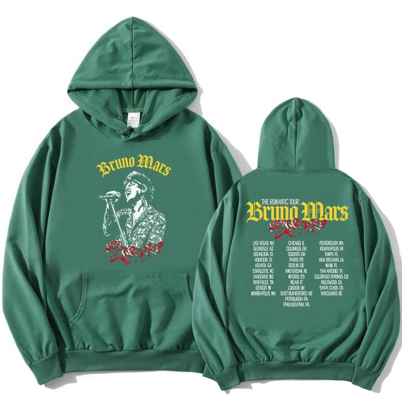 The Romantic Tour Hoodie BRUNO MARS Singer Design Sweatshirt Long Sleeve Loose Hooded Pullovers Women Men Clothing Print Merch