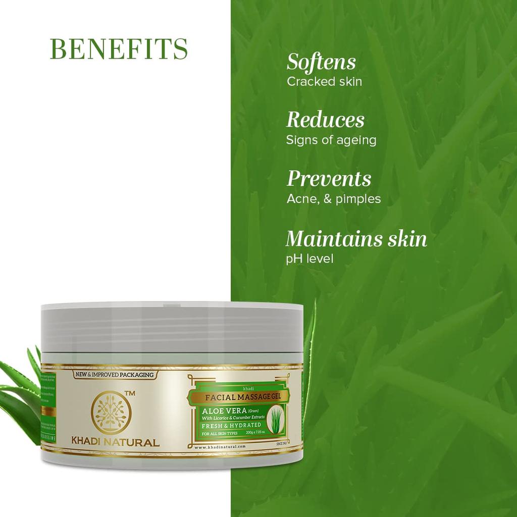 KHADI NATURAL Aloe Vera Hydrating Skin Gel Non Sticky Daily Moisturizing Face And Body Care For Soft Supple Skin All Types 200 G