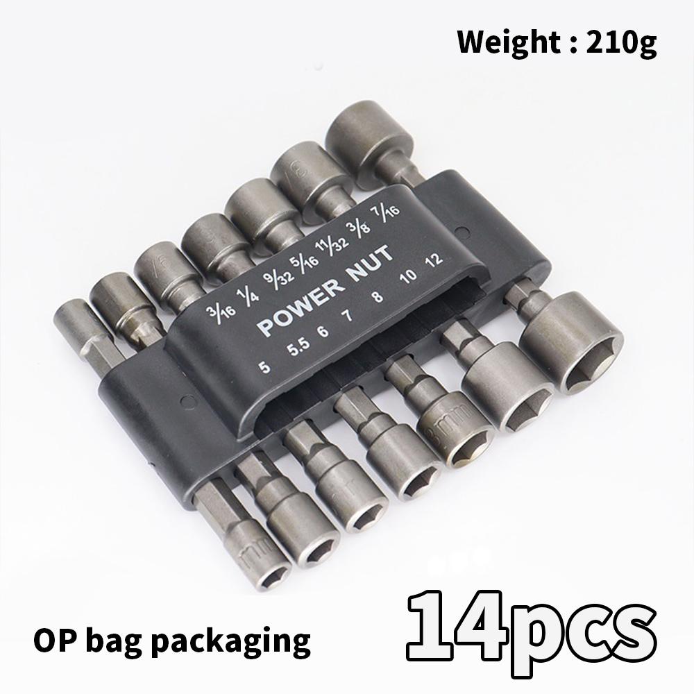 9/14pcs Powerful Socket Inner Hexagonal Wrench Hexagonal Handle Screwdriver Socket Extension Rod Pneumatic Screwdriver Tool Set