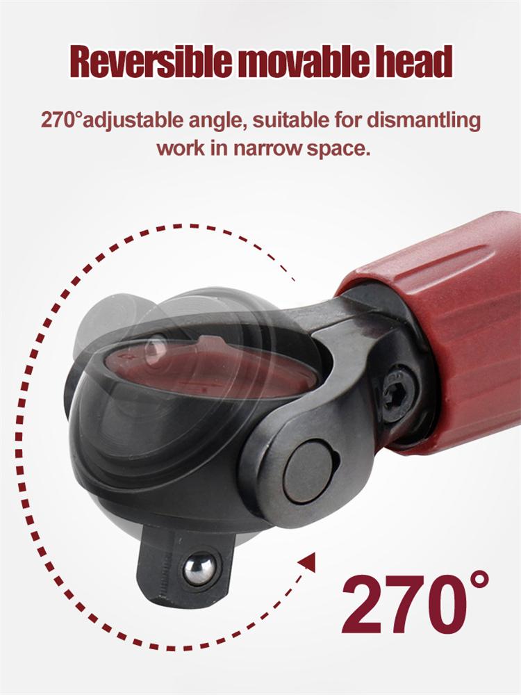 Drive Ratchet Wrench Steel 72 Tooth Ratchet Flexible Head Wrench with Quick Release Reversible Switches Wrench Hand Tool