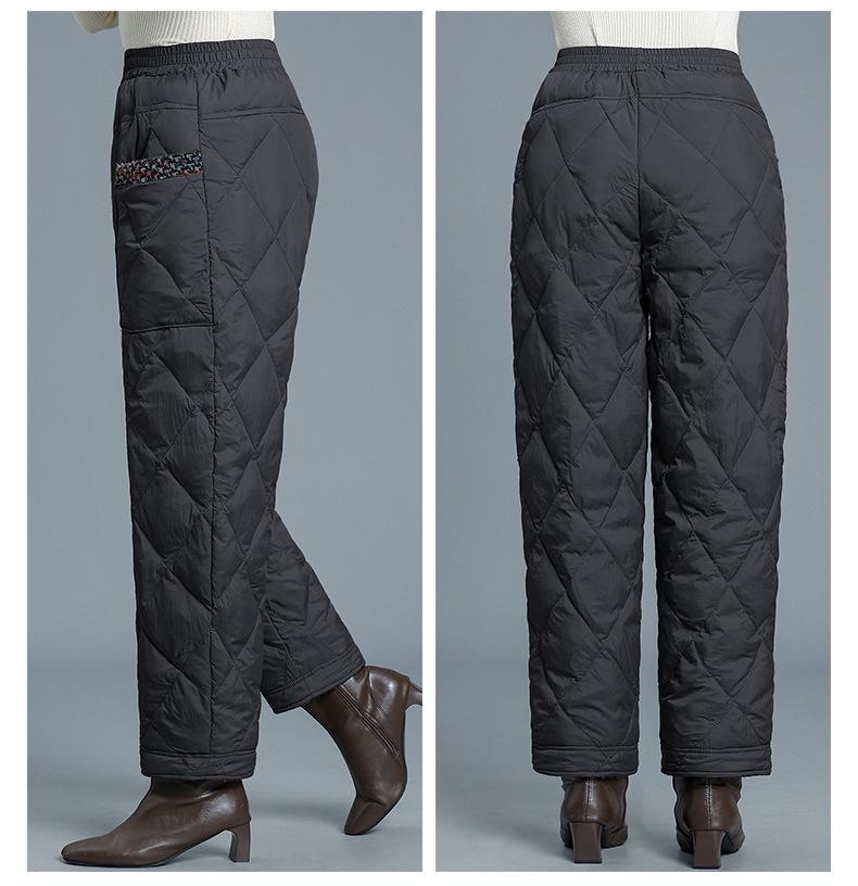Chic High-Waisted Goose Down Winter Pants for Middle-Aged Women
