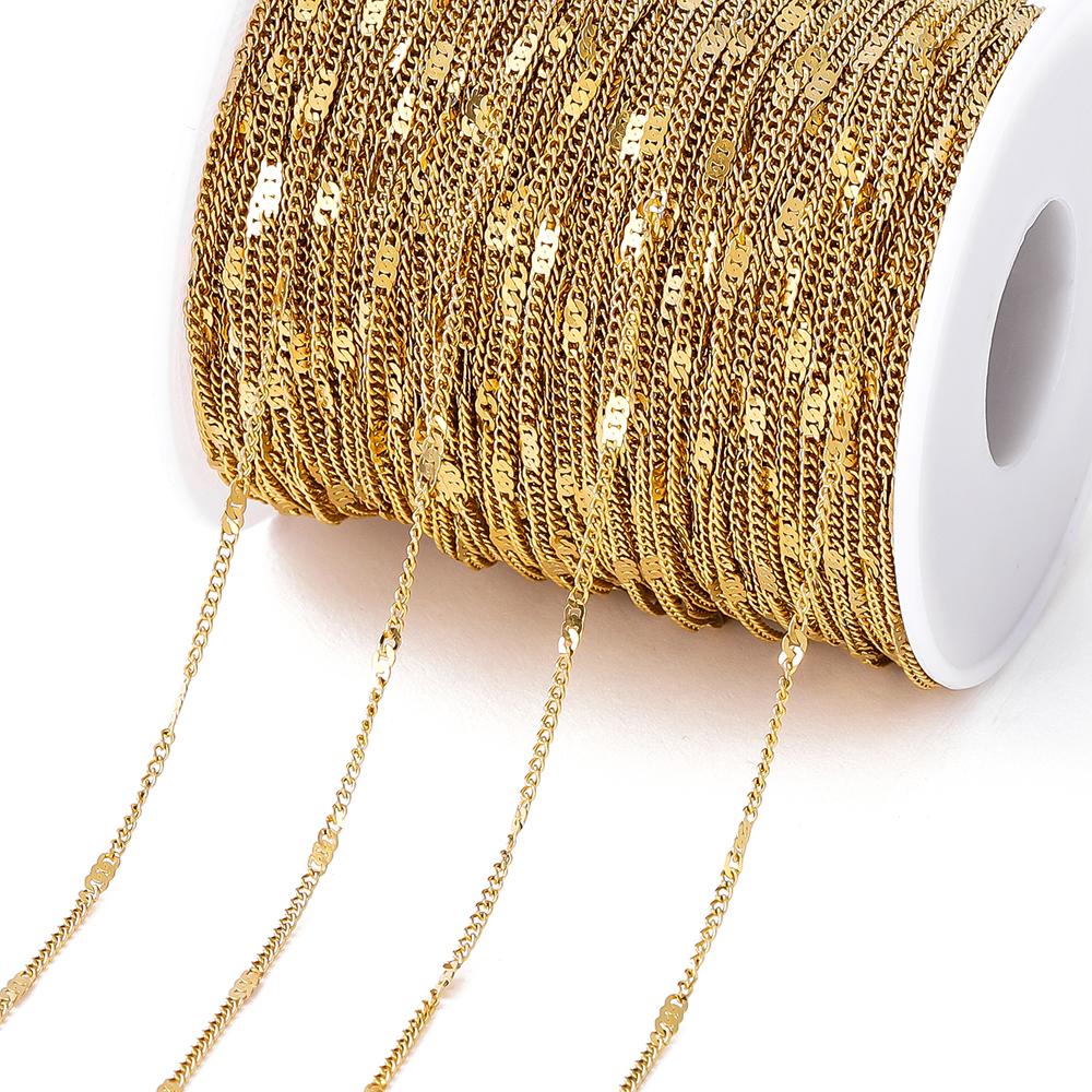 2Meter Stainless Steel Chains Flat Chain for DIY Necklace Bracelet Anklet Jewelry Making Accessories Supplies Wholesale