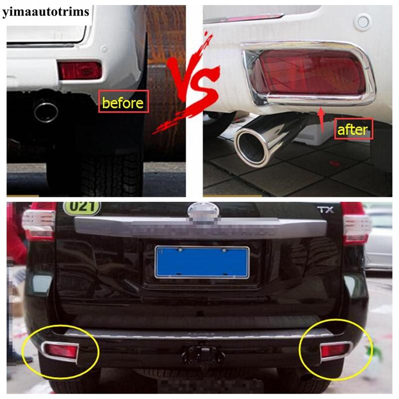 Front Rear Fog Lights Lamps Ring Cover Trim For Toyota Land Cruiser Prado FJ150 2014 - 2017 ABS Chrome Accessories Interior Kit