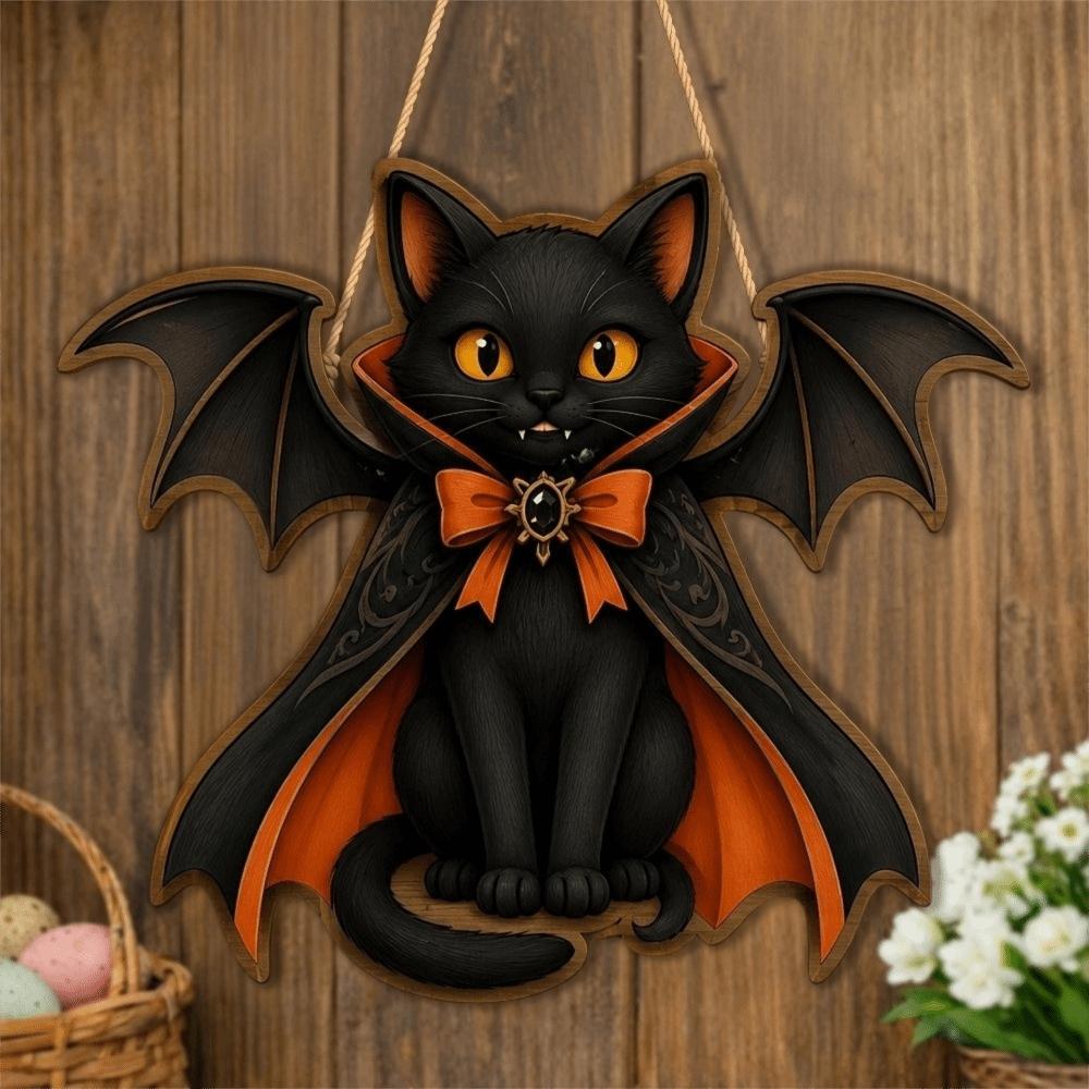 2D Flat Halloween Bat Welcome Sign Gothic Style Hanging Decoration Sign  Halloween