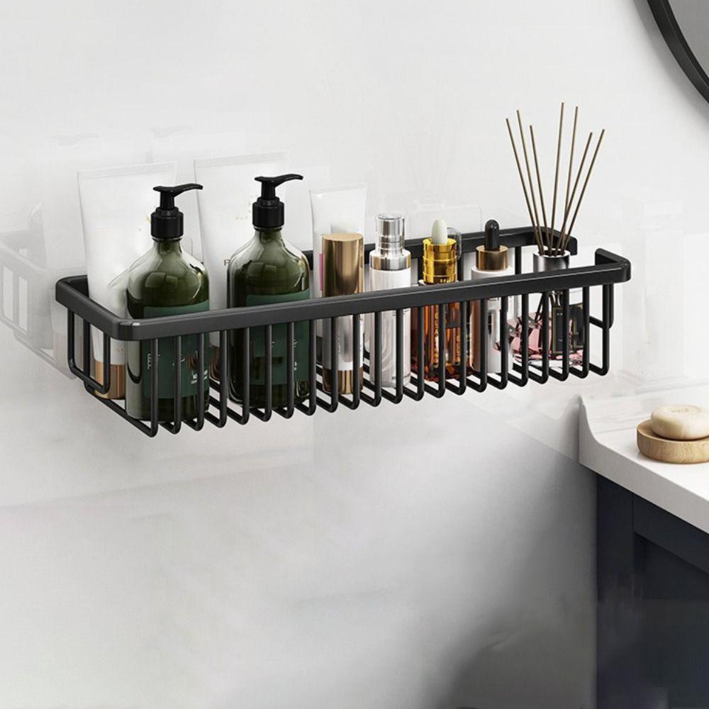 Wall Mounted Bathroom Storage Rack Black/White Kitchen Sponge Holder Cosmetics Storage Rack  Sink