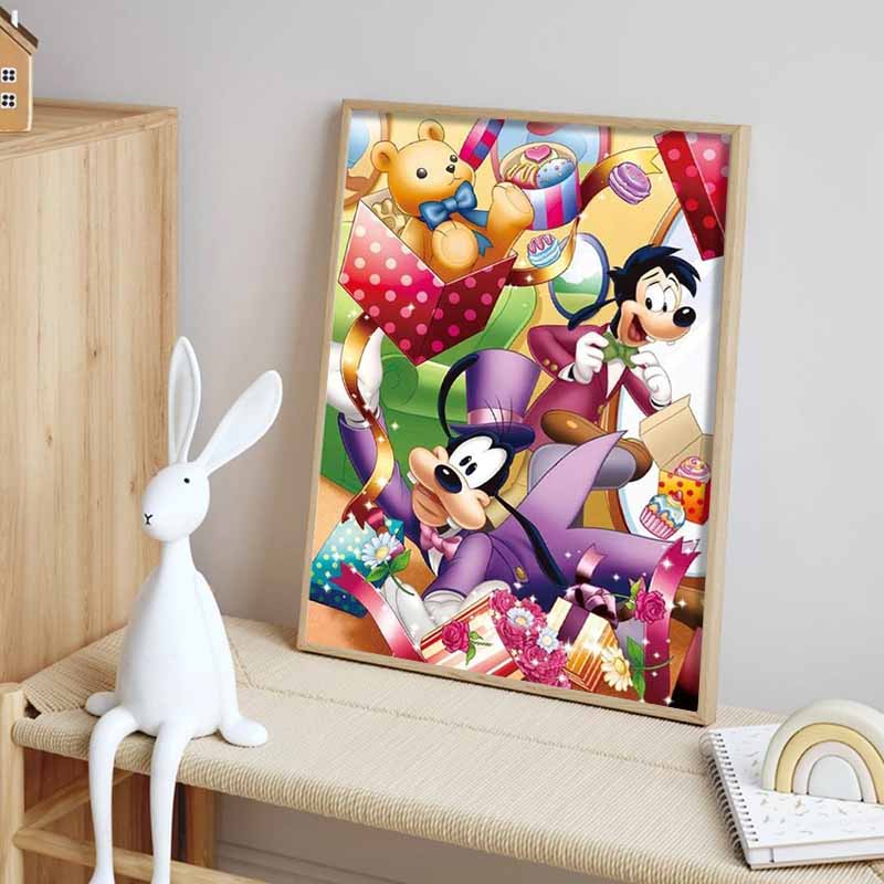 Disney Diamond Painting Goofy und Max Geburtstagsparty Thema Illustration Cartoon 5D Diamant Kreuzstich Mosaik Heimdekoration Geschenk