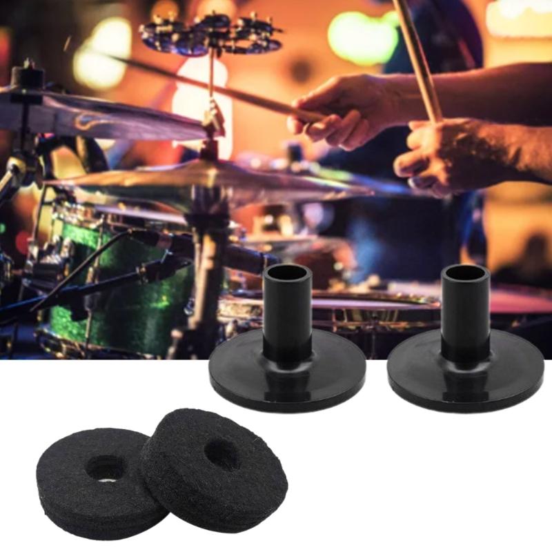 Set of Cymbal Stand Felt Washer and Sleeves Standard Size Cymbal Stand Felt Pads and Plastic Cymbal Sleeve Set