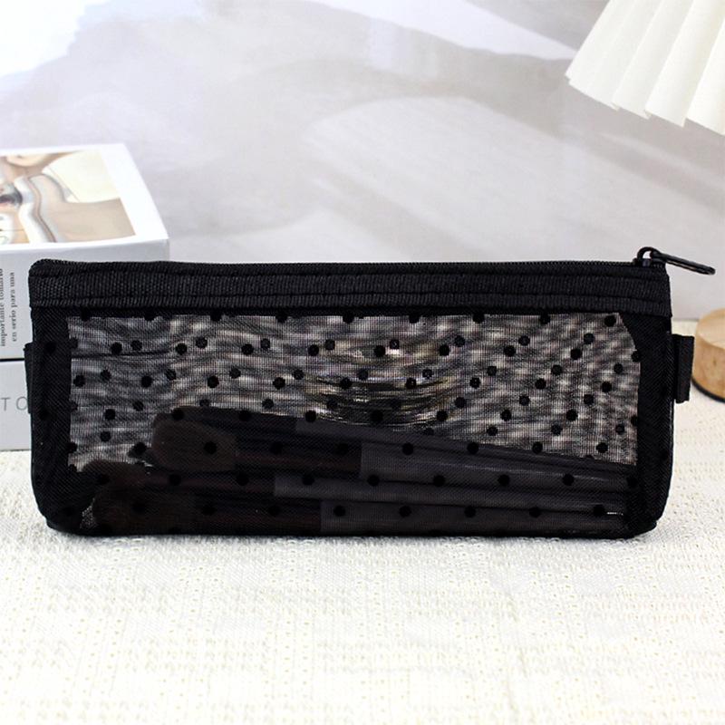 Multifunctional Japanese & Korean Style Mesh Pencil & Cosmetic Bag - Transparent Large Capacity for Stationery & Lipstick