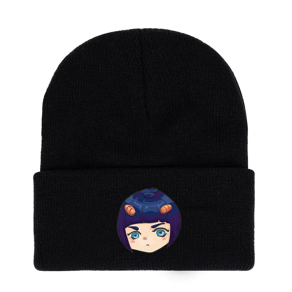 Anime Hat JoJo's Bizarre Adventure Kujo Jotaro Costume Cosplay Adult Kids Cap Casual Embroidery Knitted Hat Gifts Prop