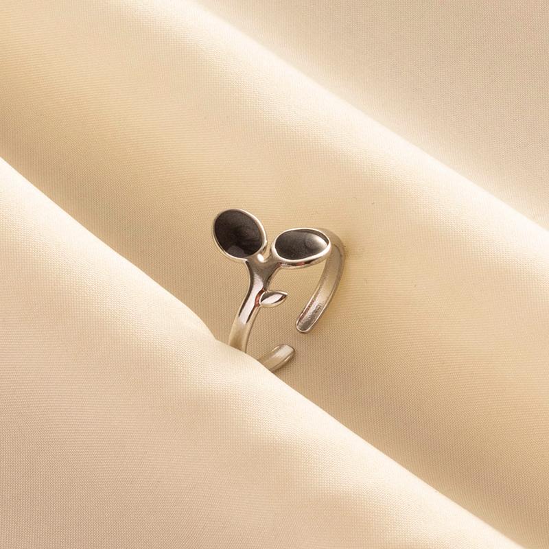 Punk Vintage Black Enamel Ring Stainless Steel Open Rings For Women Men Jewelry Fire Evil Eye Bague Acier Inoxydables Femme Gift