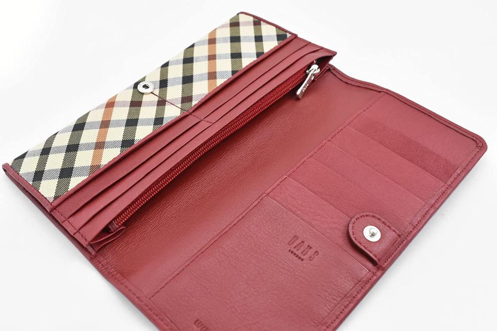 Daks HouseCheck Men's Long Wallet, Red, One Size
