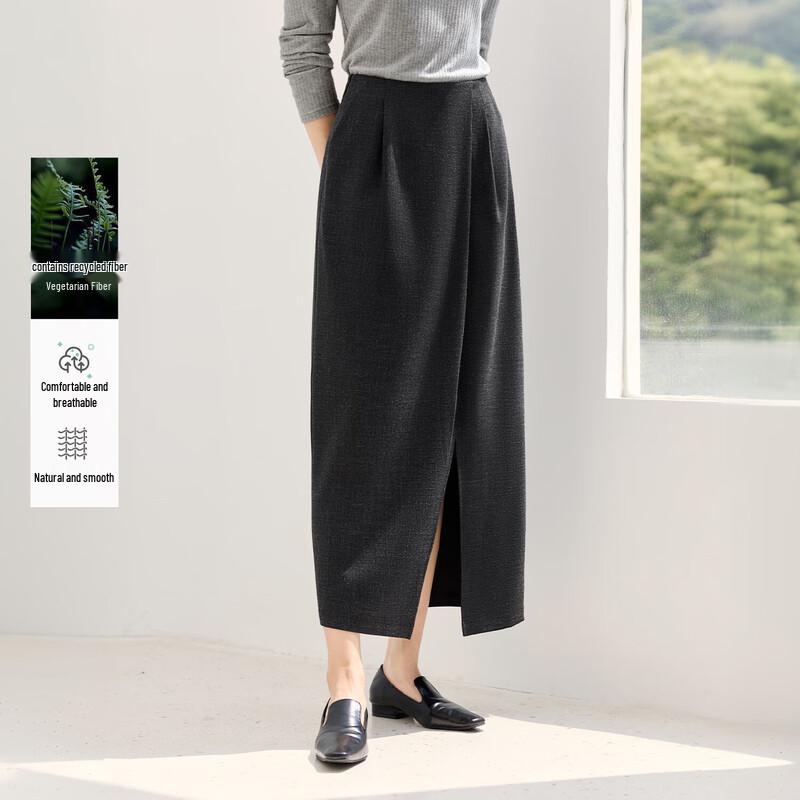 IHIMI Pleated Slit Tulip Midi Skirt M