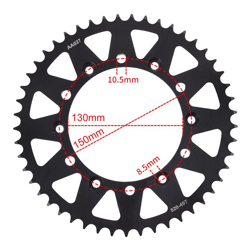 525 46T 48T 49T 50T 51T Rear Sprocket Gear Wheel for Yamaha FZ6R XJ6 YZ125 TT-R230 WR250 YZ250 YZ400 WR400F YZ426 WR450 YZ450