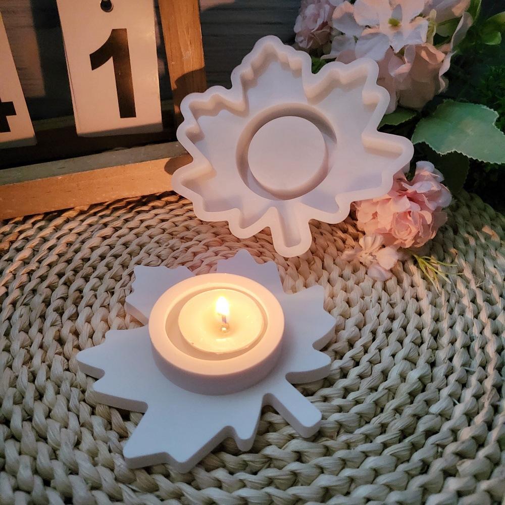 Maple Leaf Candle Holder Decoration Silicone Mold Maple Leaf Gypsum Decoration Mold Tea Lamp Candle Holder Drip Glue Leaf Mold