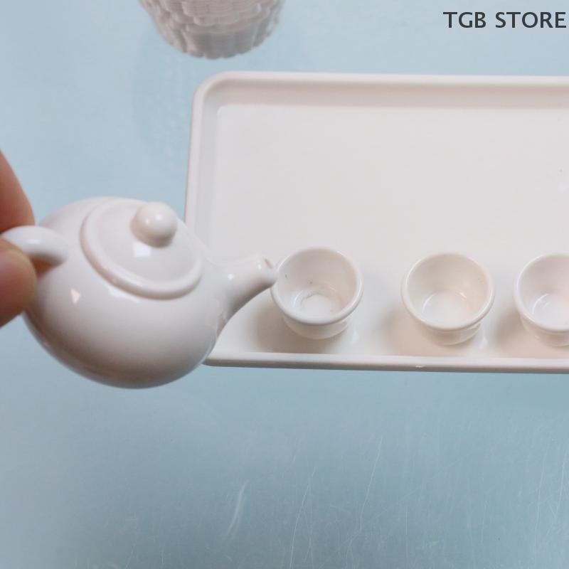 1 Set Teekanne Tasse Tee Ornament Tee-Set Modell Sammlerstück Simulation Tischdekoration Puppenhaus Szenen Zubehör