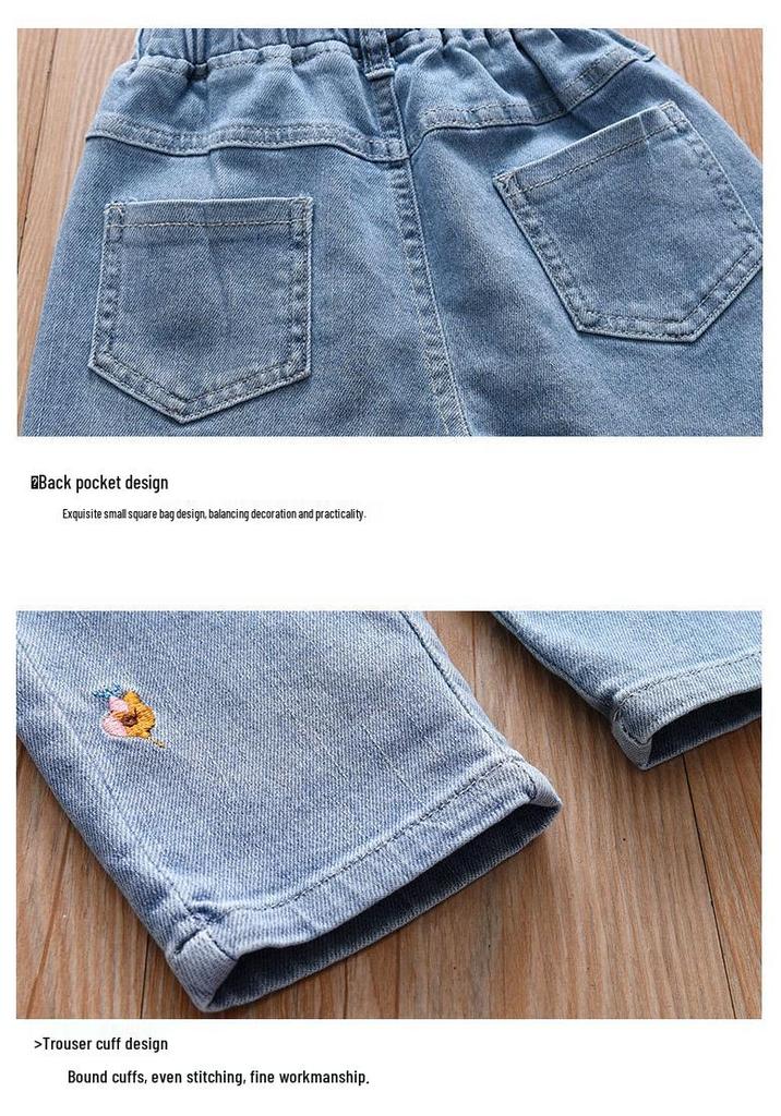 Autumn 2026 Girls' Fashion Jeans: Stylish Long Pants for Baby and Children, Casual Spring and Autumn Wear