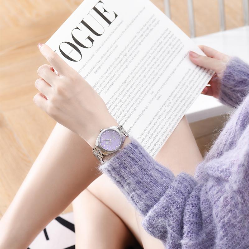 Vivienne Westwood Quartz Watch Stainless Steel Band Purple Dial 50 Meters Water Resistant Women watches DWVV281PPSL